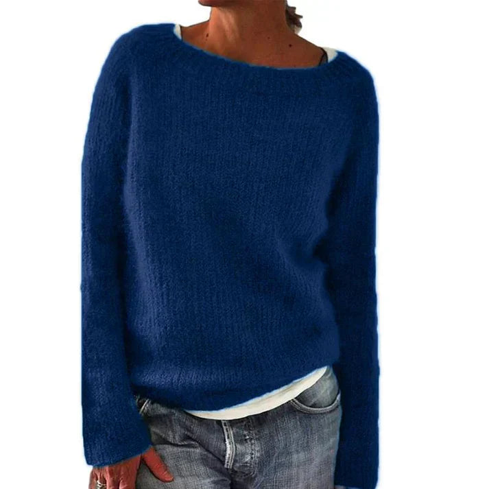 Julia merino wool oversized collar knit sweater by Pleun, cozy warm women's everyday pullover