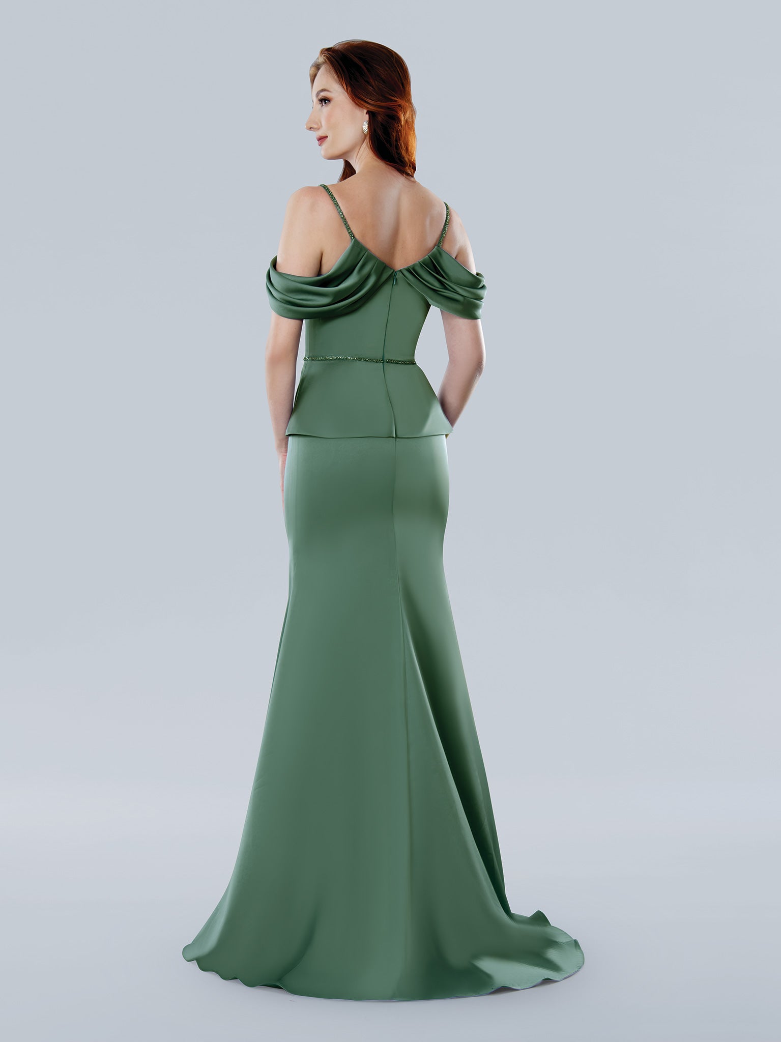 Stella Couture slim-flare beaded evening gown with peplum bodice, elegant formal dress for women