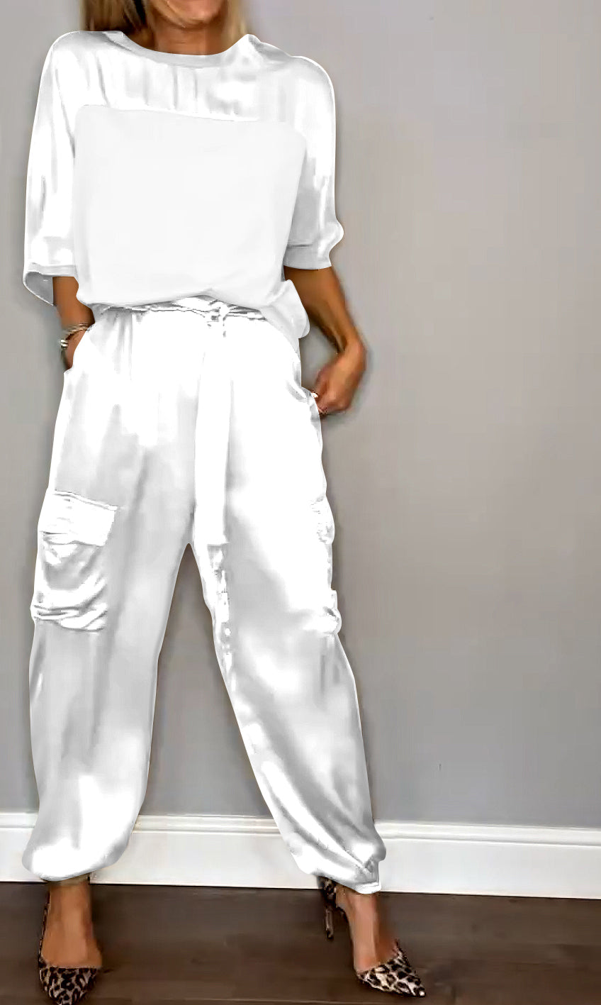 Inge women two-piece coordinated set neutral tones relaxed structured silhouette everyday elegant style