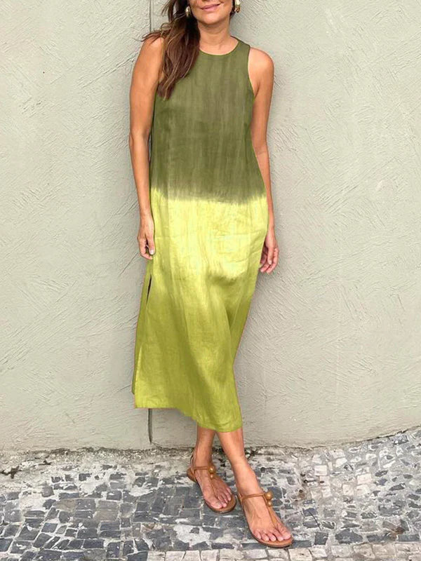 Victoria tie-dye midi dress boho women ombré gradient sleeveless breathable silhouette effortless charm