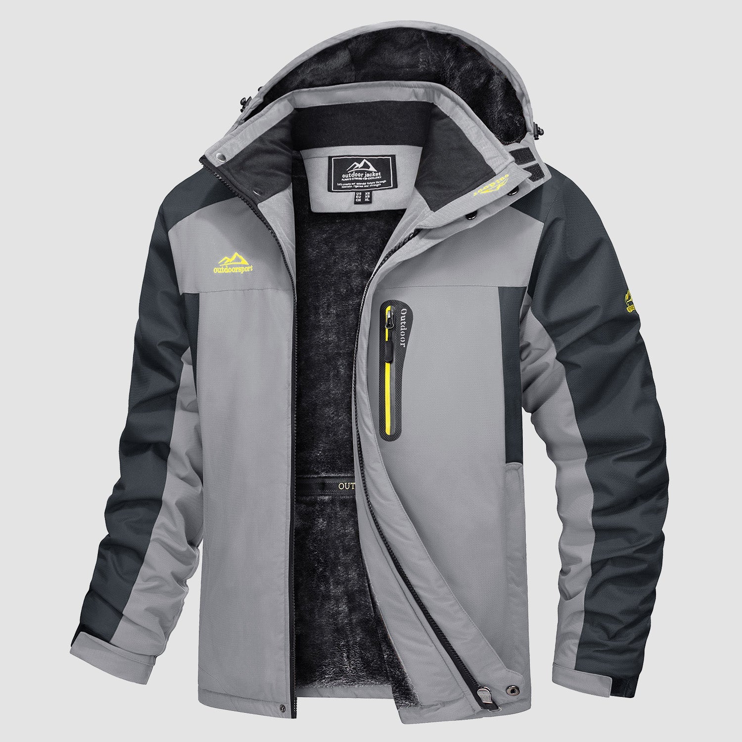 Men's water-resistant navy ski jacket fleece-lined parka with adjustable drawcord hem ultra-warm