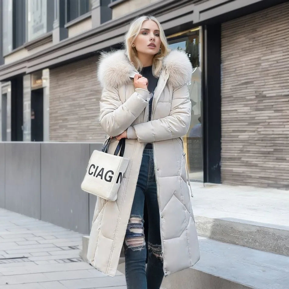 Women's winter quilted coat with hood trim, cozy lightweight silhouette for everyday cold-weather style