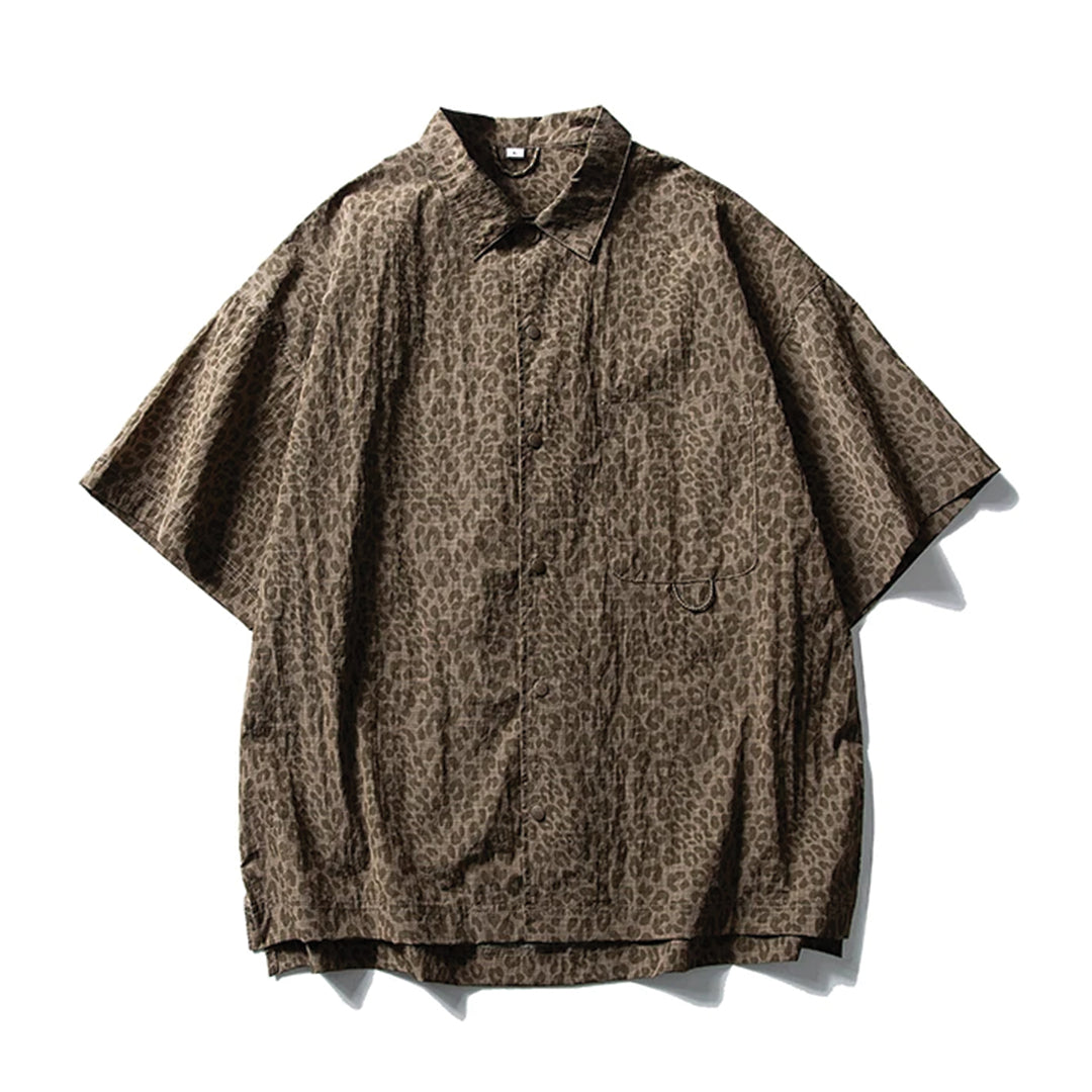 Leopard print nylon blend shirt water-resistant lightweight urban outdoor style modern palette