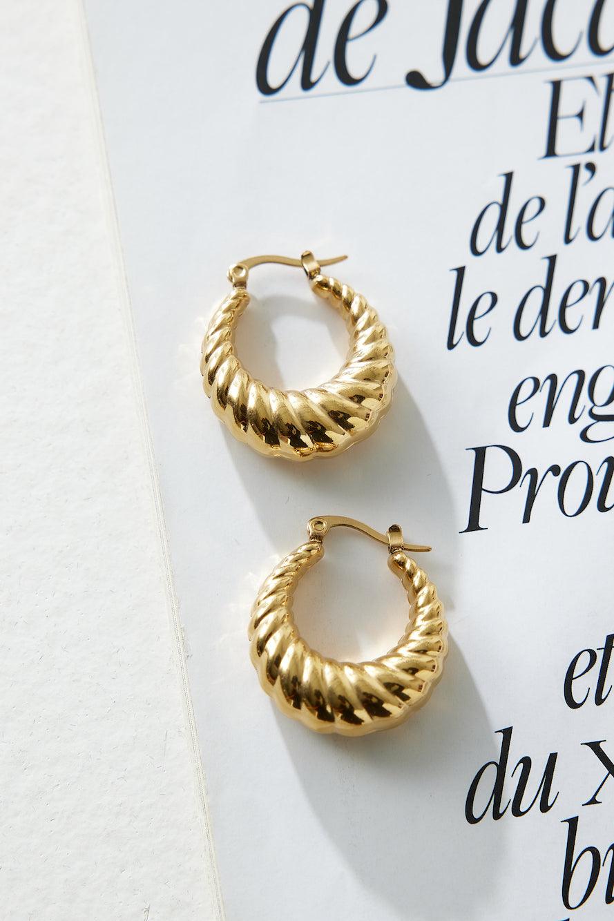 18k Gold Plated Need It Hoop Earrings Gold - Urbann-Vibe