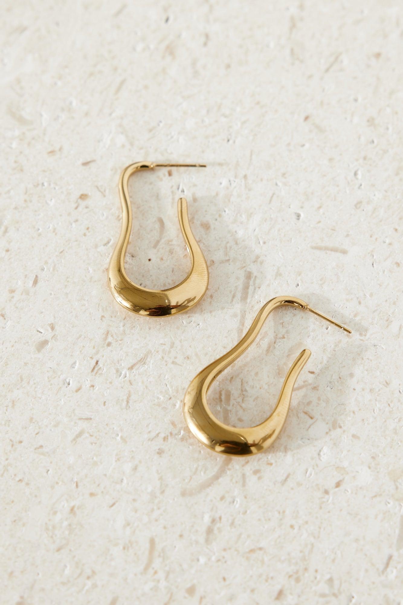 18k Gold Plated Dance Girl Open Hoop Earrings Gold - Urbann-Vibe