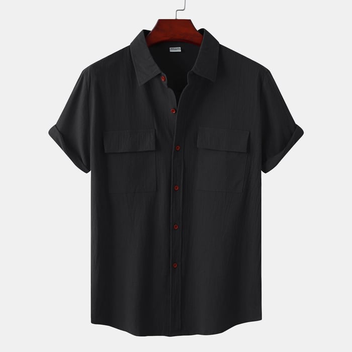 Men's Dani short-sleeve linen shirt, straight relaxed cut, breathable premium fabric for warm weather