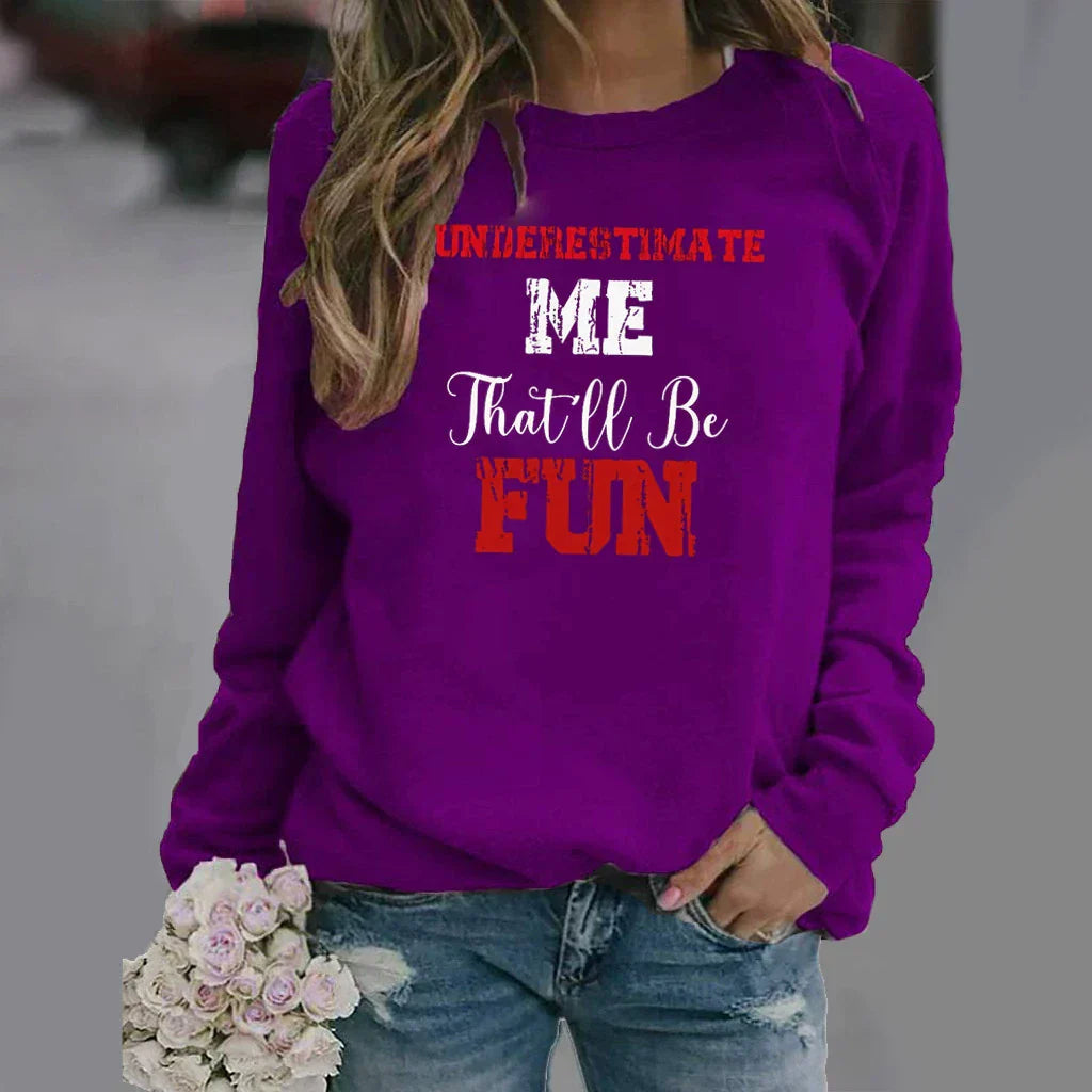 Women's relaxed fit crew neck cotton blend sweatshirt with bold letter print casual urban style