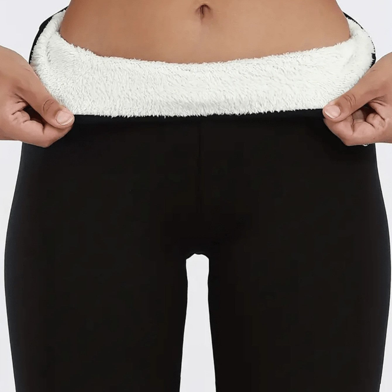 Women's black skinny thermal leggings high waist full length fleece lined warm winter fit