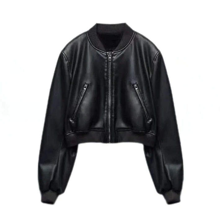 Carmen women's black biker jacket rugged silhouette durable easy-care sustainable fashion