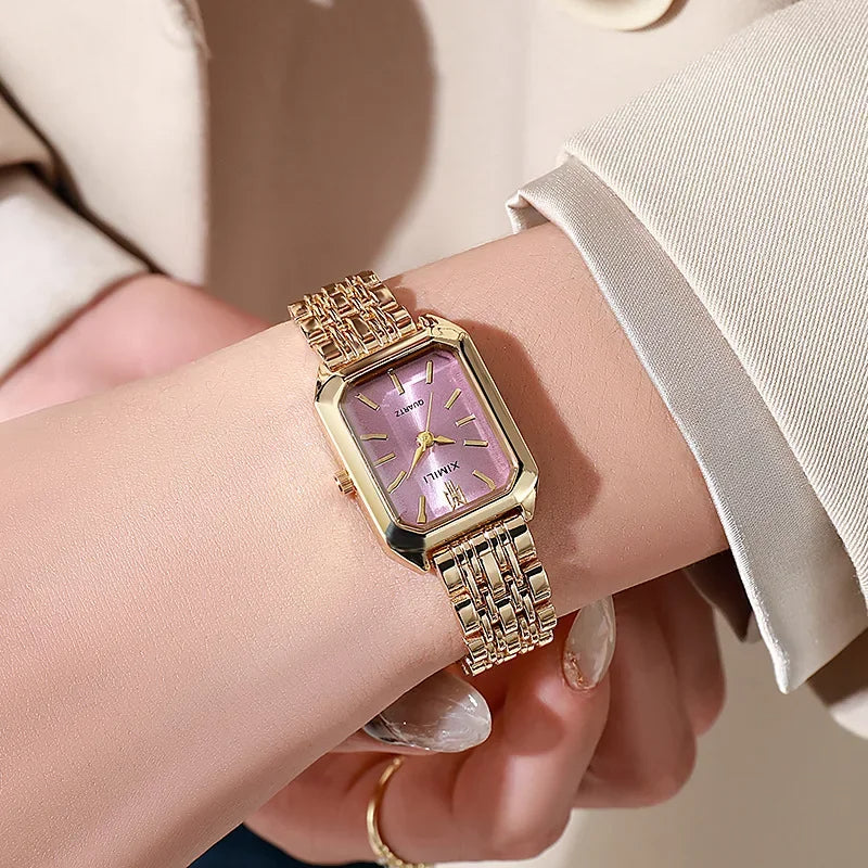 Vivienne ladies dress watch gold-tone stainless steel band quartz 30M water resistant