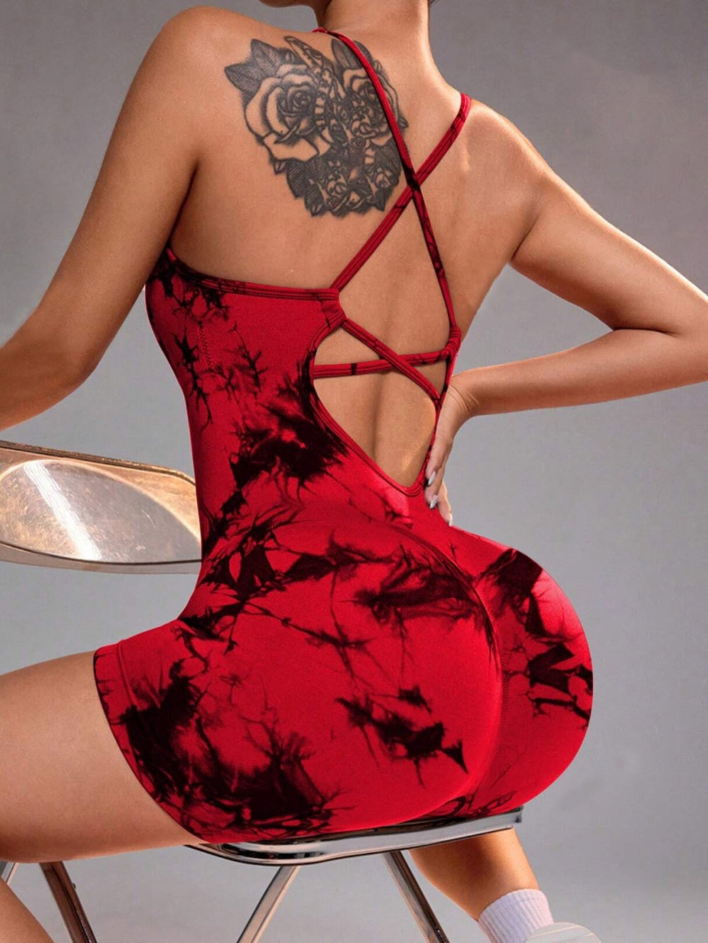 Women's marble print yoga bodysuit nylon spandex lightweight quick-dry activewear bodysuit