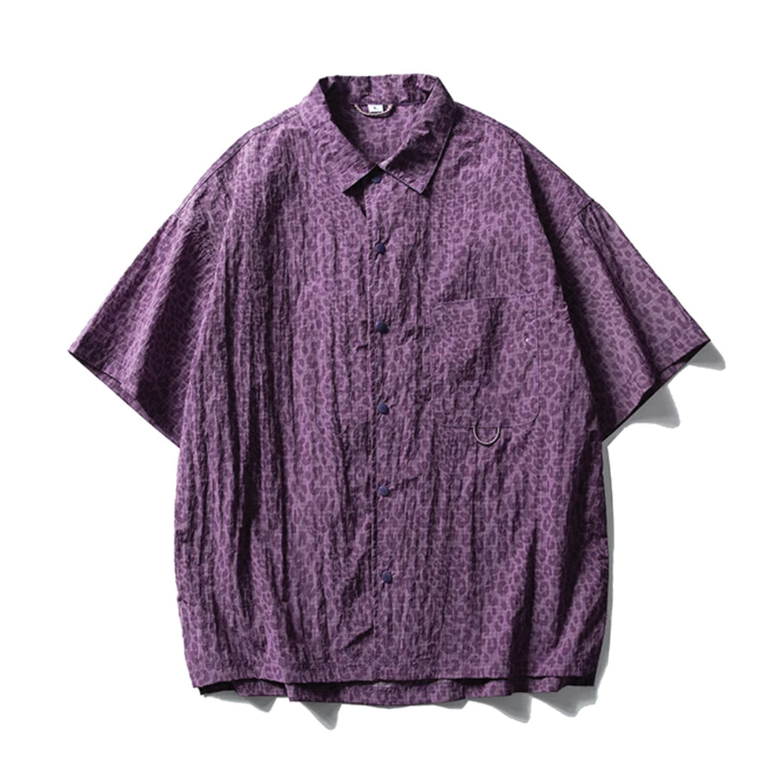 Leopard print nylon blend shirt water-resistant lightweight urban outdoor style modern palette
