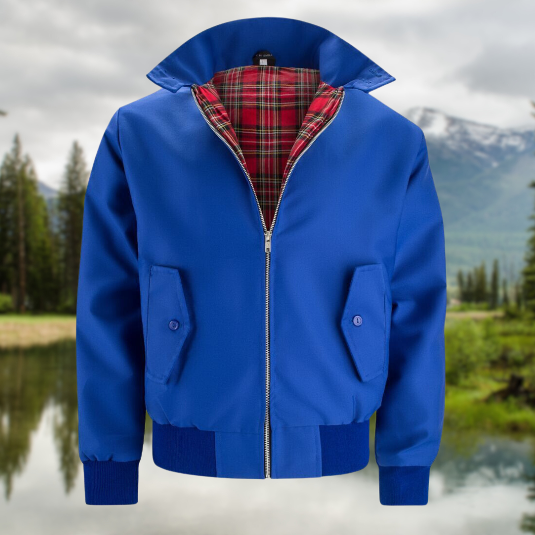 Men's short zip-up jacket lightweight casual urban style with classic collar and clean silhouette