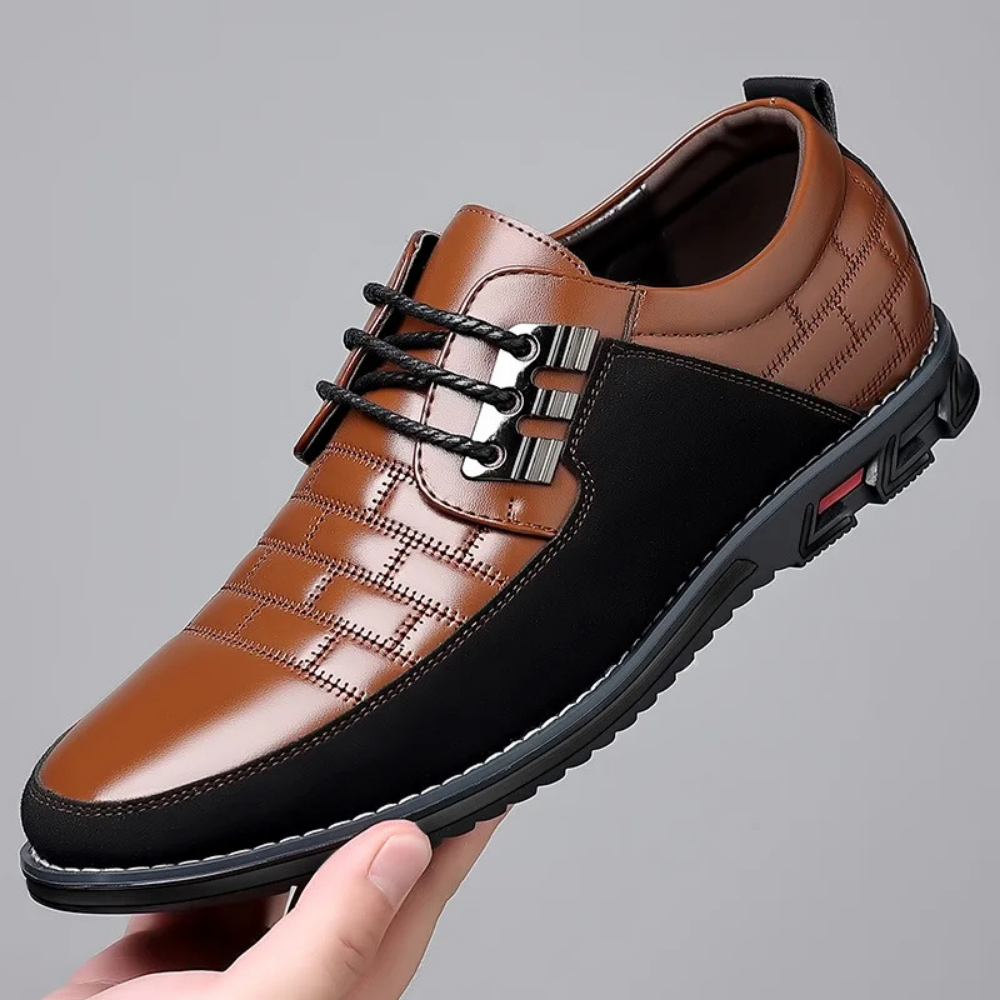 Men's black derby lace-up shoes polished formal style padded insole office comfort