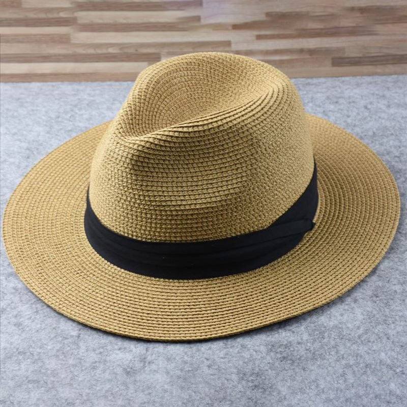 Handwoven toquilla palm Panama hat natural beige lightweight breathable eco-chic unisex sun hat