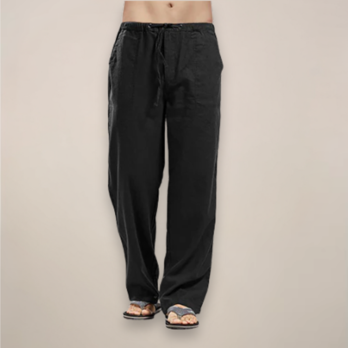 Men's light beige linen blend pants relaxed fit breathable lightweight casual summer comfort