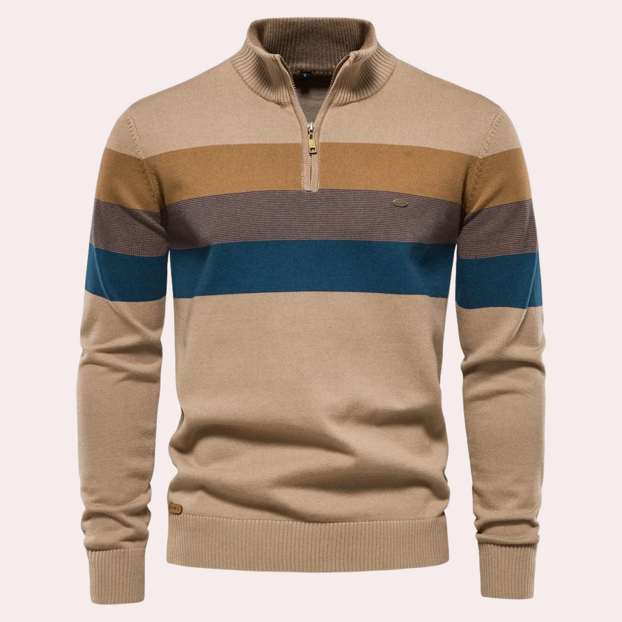 Men's Pedro striped knit sweater modern slim fit with elegant contemporary stripe pattern