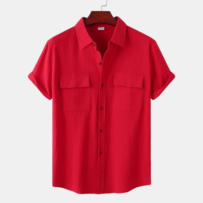 Men's Dani short-sleeve linen shirt, straight cut, breathable premium fabric for timeless casual style