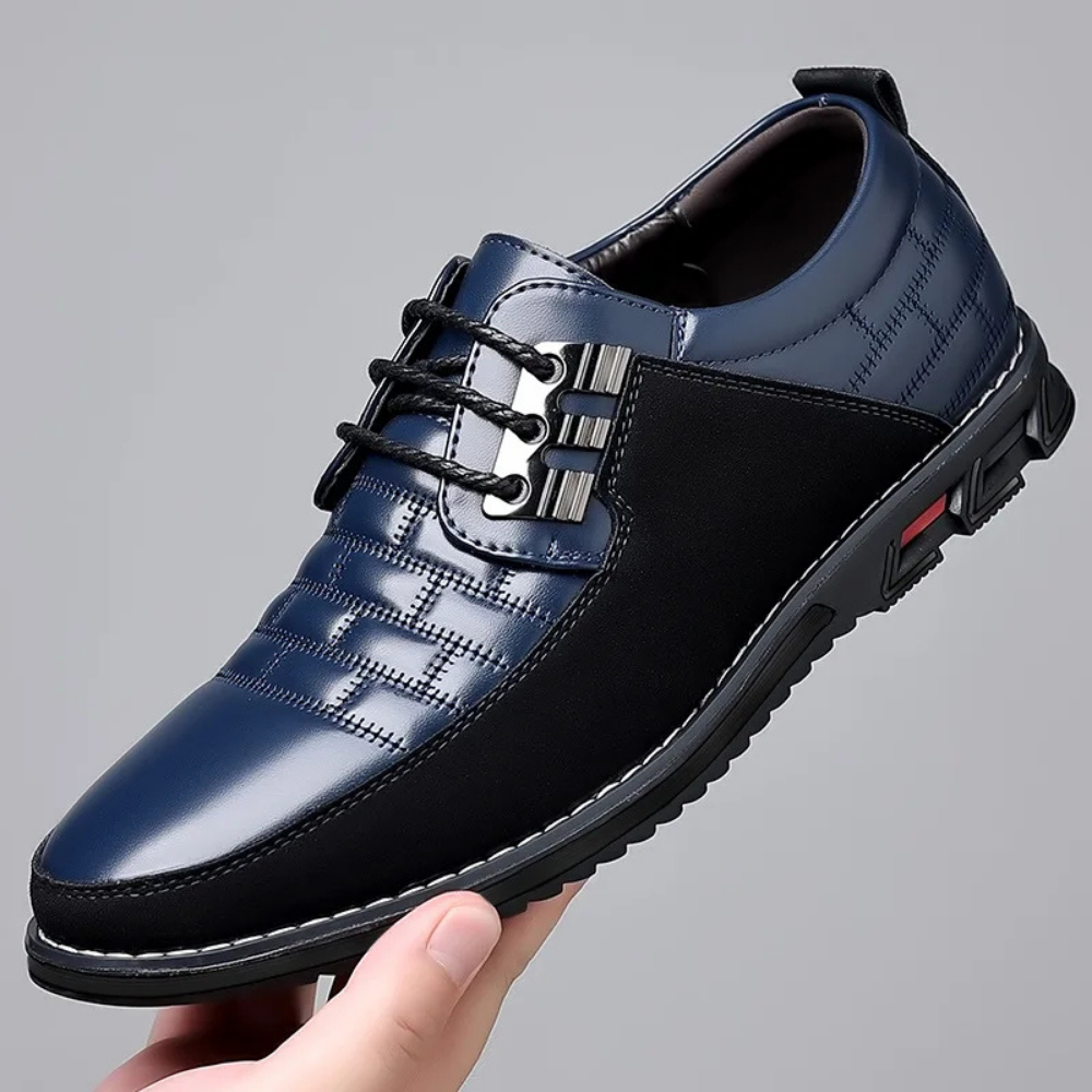 Men's black derby lace-up dress shoes polished formal style padded insole office comfort