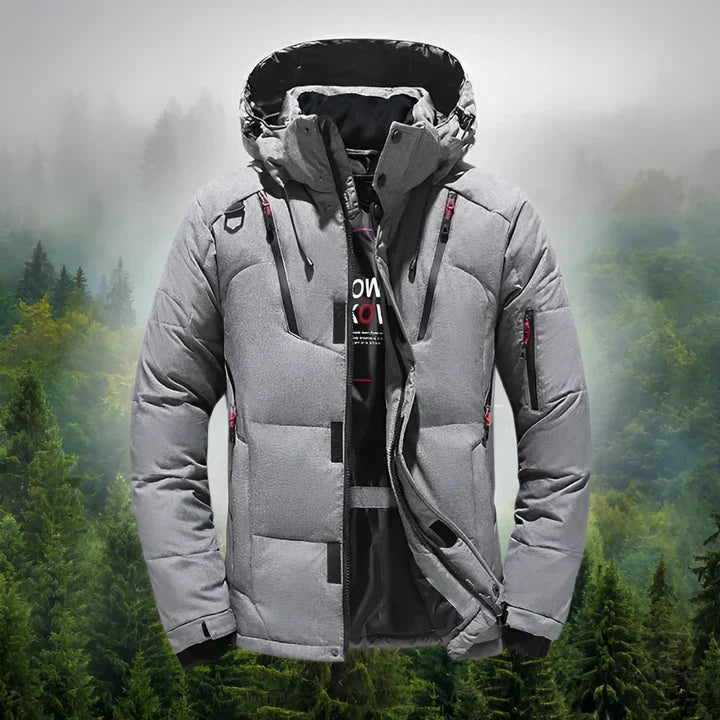 Men's arctic shield dark down parka removable hood rugged cold weather insulated winter jacket