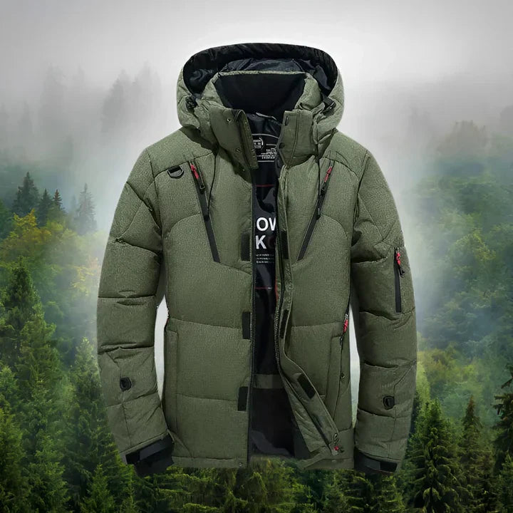 Men's arctic shield down parka removable hood rugged cold weather insulated winter outerwear