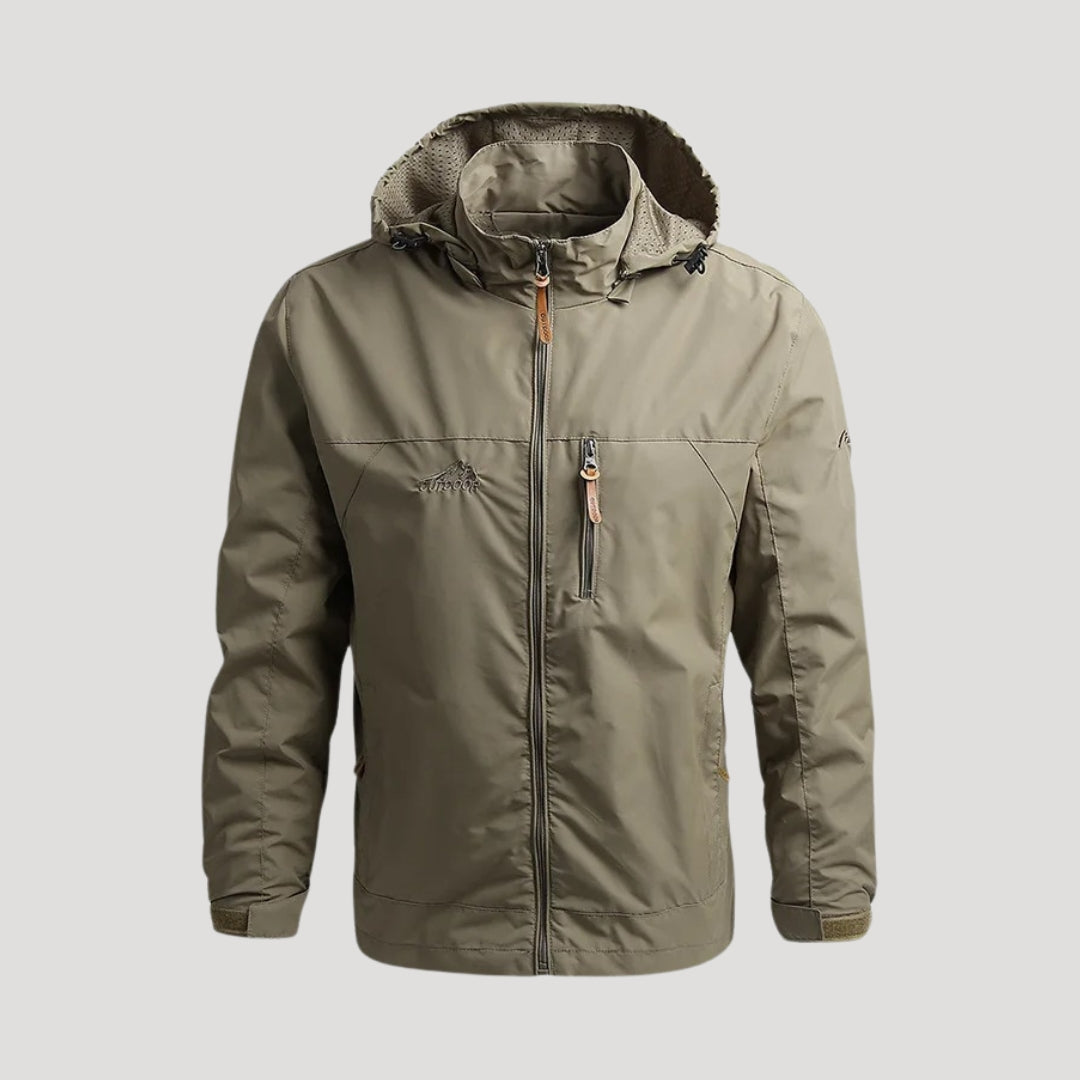 Men's lightweight hooded zip jacket weatherproof active outerwear slim modern fit spring layer