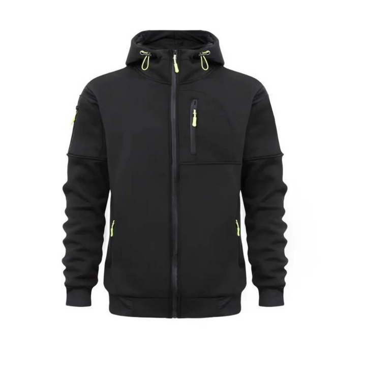 Men's casual hooded zip-up jacket relaxed fit with cozy hood for everyday layering