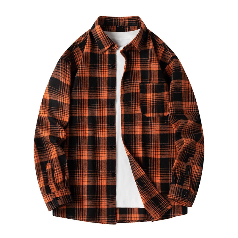 Men's relaxed-fit plaid flannel shirt in classic tartan, soft cotton blend for effortless fall layering