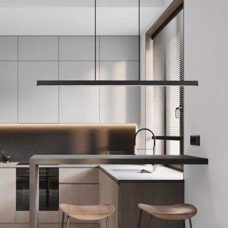 Industrial LED pendant lamp sleek metal frame acrylic diffuser modern interior dining kitchen light