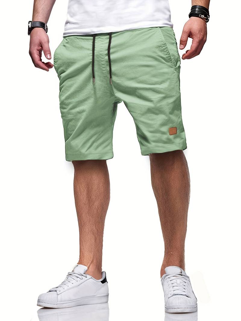 Men's navy blue cutoff drawstring shorts relaxed fit versatile beach casual summer wear