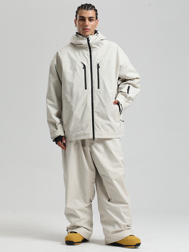 Men's navy insulated snow suit two-piece set with wind armor and 20K waterproof shell for skiing