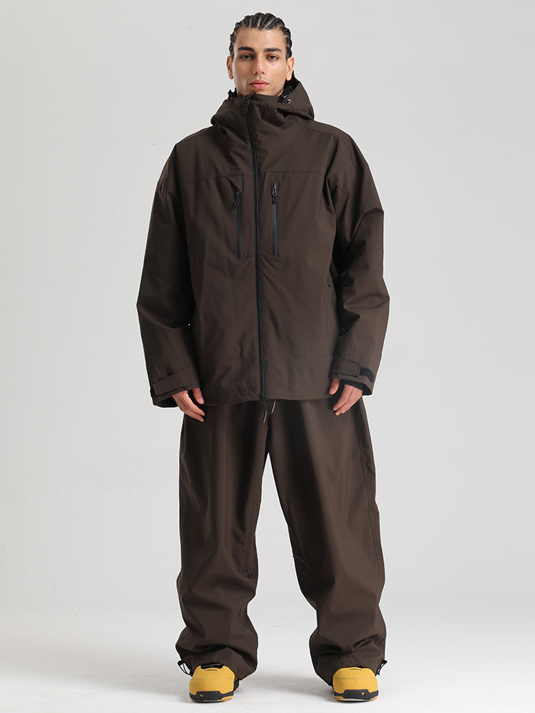Men's black insulated snow suit two-piece ski set with wind armor and 20K waterproof protection