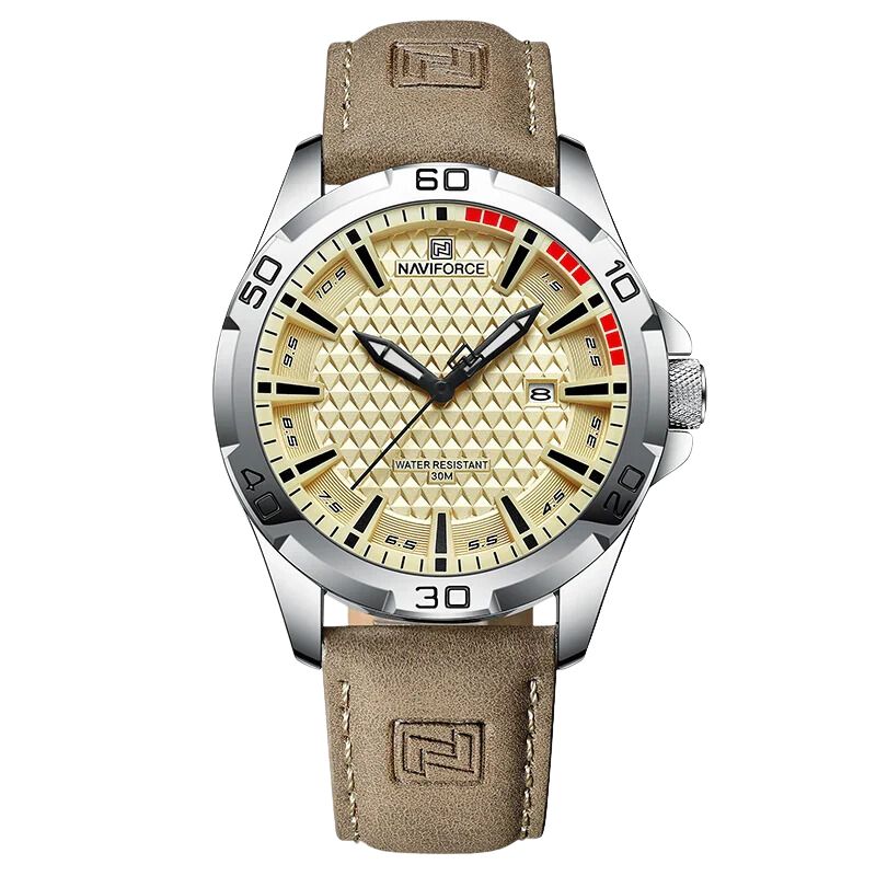 Orbinum NF quartz calendar watch durable leather strap 3ATM water resistant classic style