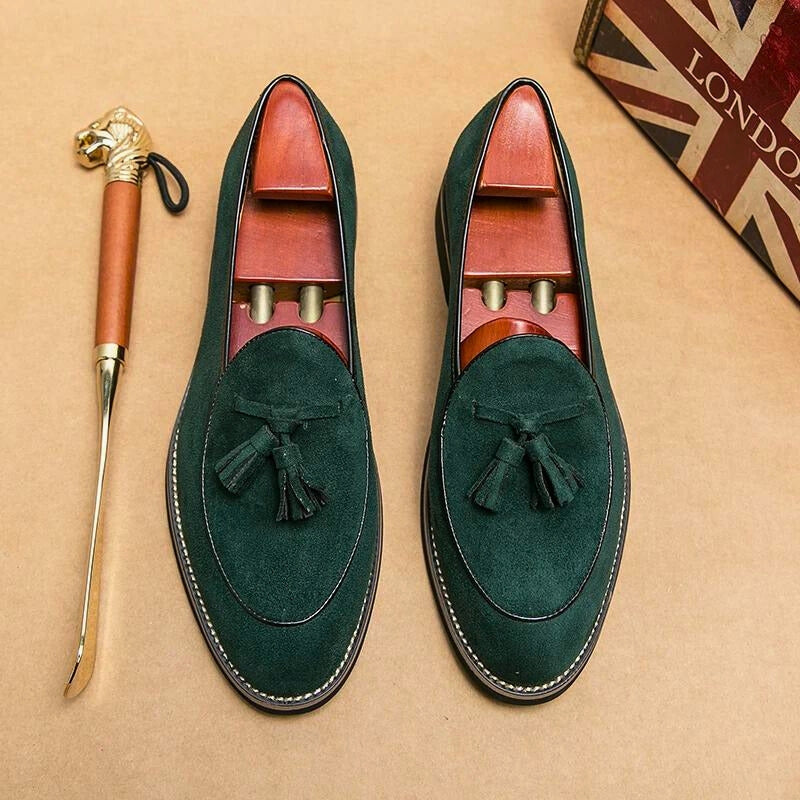 Brown leather classic loafer shoes with timeless silhouette and refined craftsmanship for professionals