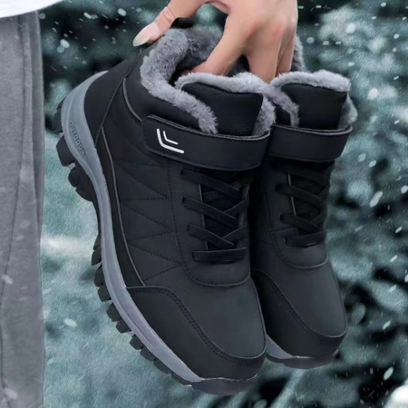 Men's waterproof velvet winter boots warm lining snow trekking rugged outdoor style