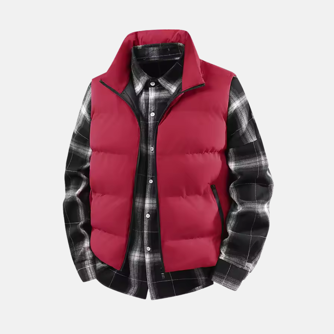 Men's lightweight quilted puffer vest black wind-ready insulated sleeveless outerwear urban style