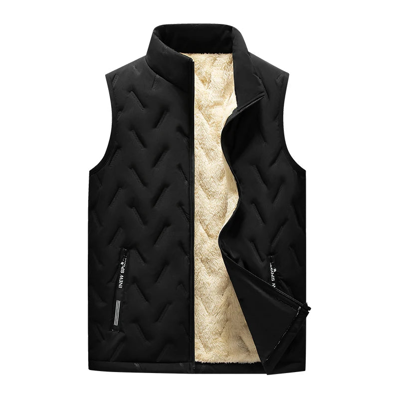 Reversible insulated vest with wool lining, water-resistant exterior, versatile two-in-one outdoor style