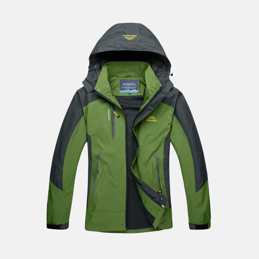 Women's black hooded zip-up jacket structured fit stand collar active outdoor polyester layer
