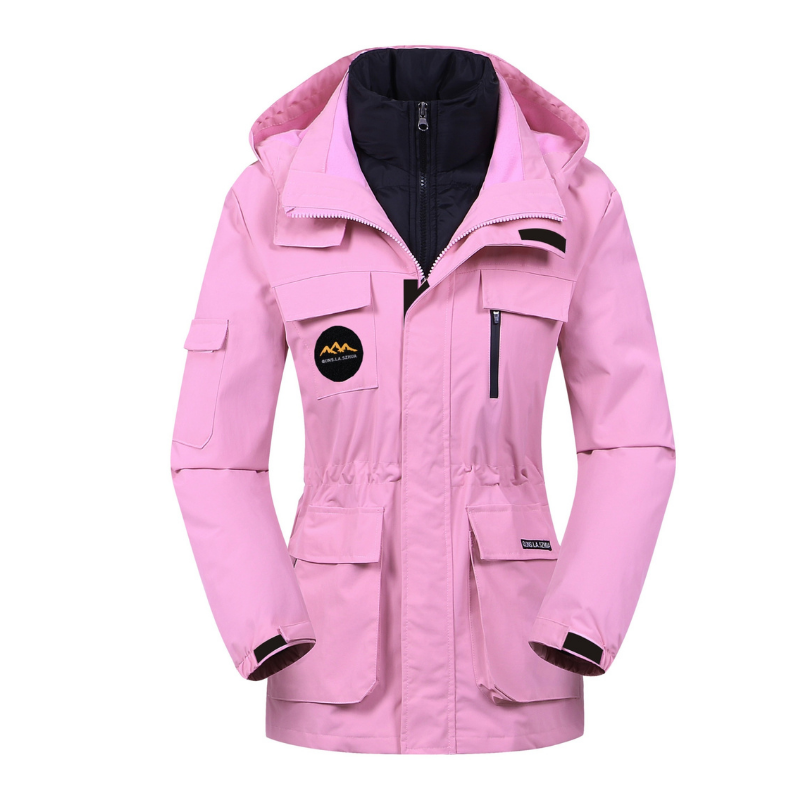 Women's utility ski jacket in structured silhouette, layering-friendly warmth with functional outdoor design