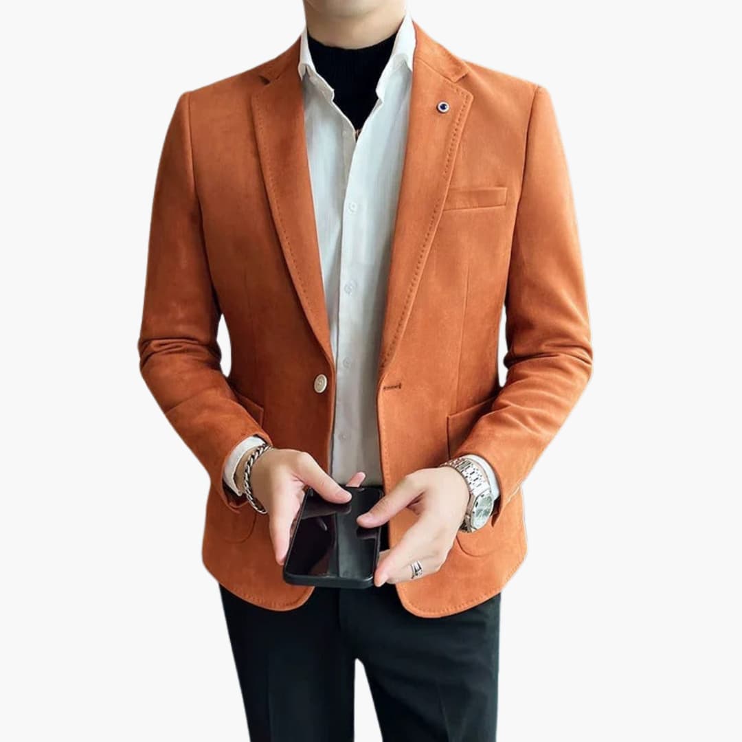 Men's tailored slim-fit blazer premium wool blend jacket modern cut for formal events