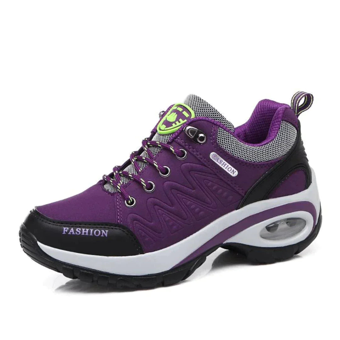 Women's Poly hiking shoes in pink synthetic leather with modern silhouette and all-day comfort support