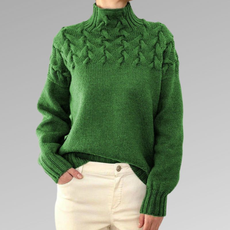 Neutral boxy-fit rollneck sweater unisex cozy premium knit structured silhouette office-ready everyday style