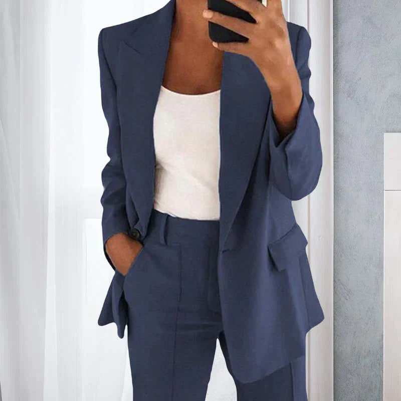 Black elegant evening two-piece women's outfit with flattering formal fit and sophisticated silhouette