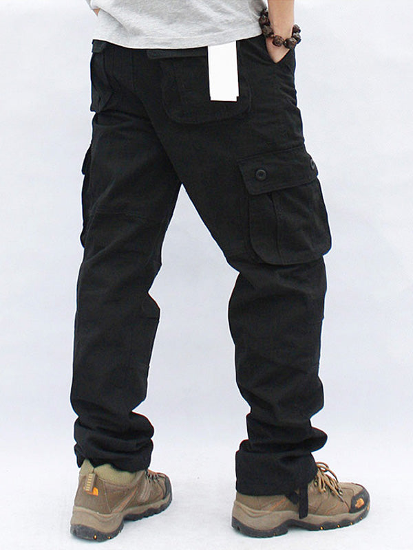 Men's stretch cotton cargo pants straight cut 6-pocket olive green outdoor durable comfort