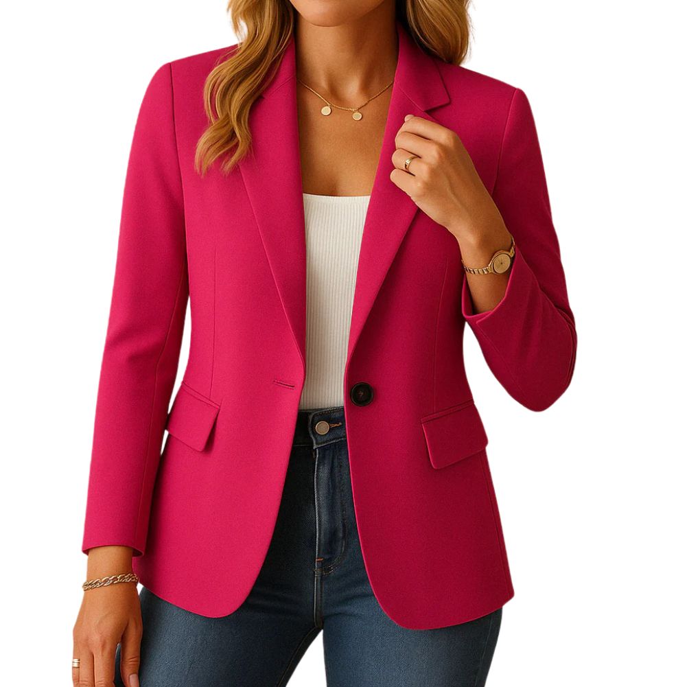 Women's tailored blazer notched lapel single-button closure versatile office-to-casual polished fit