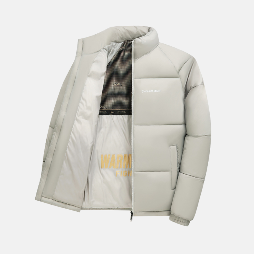 Men's quilted puffer coat water-resistant stand collar loose fit urban outdoor winter jacket
