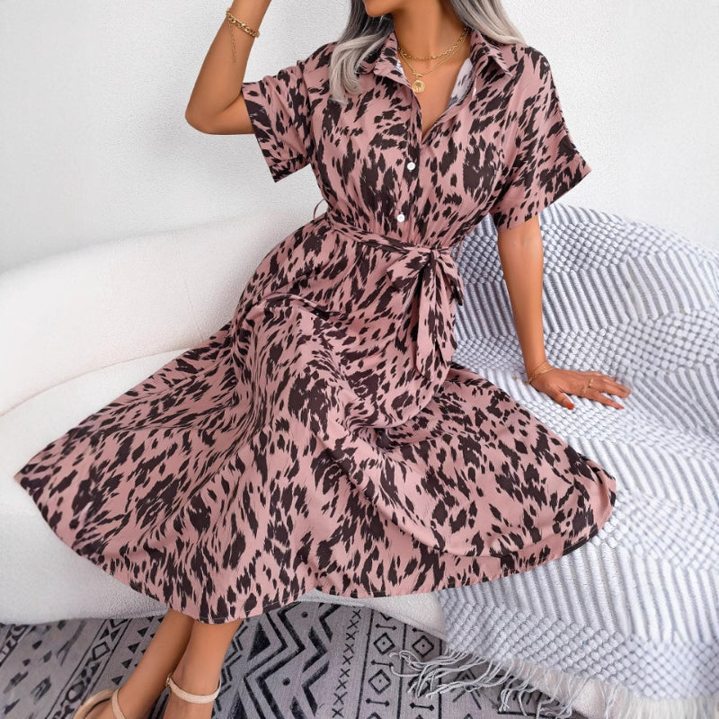 Women's bold print breathable midi dress relaxed silhouette vibrant floral weekend casual style