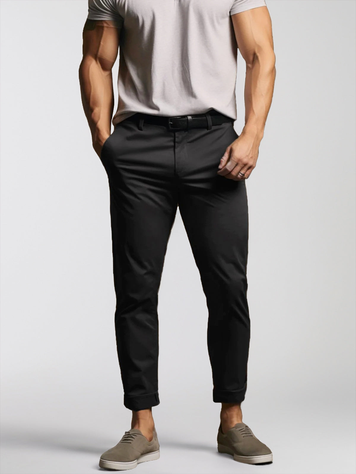 Martin stretch men's chinos beige slim-fit cotton blend with all-day flexible comfort