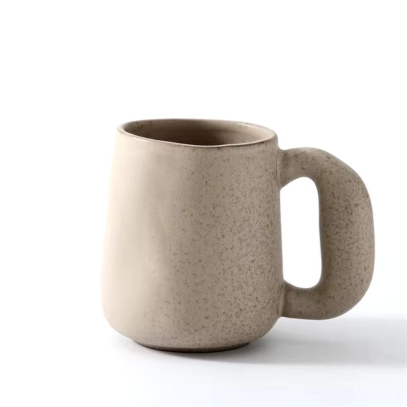 Terra handcrafted ceramic mug speckled glaze finish ergonomic grip rustic modern design for tea coffee lovers