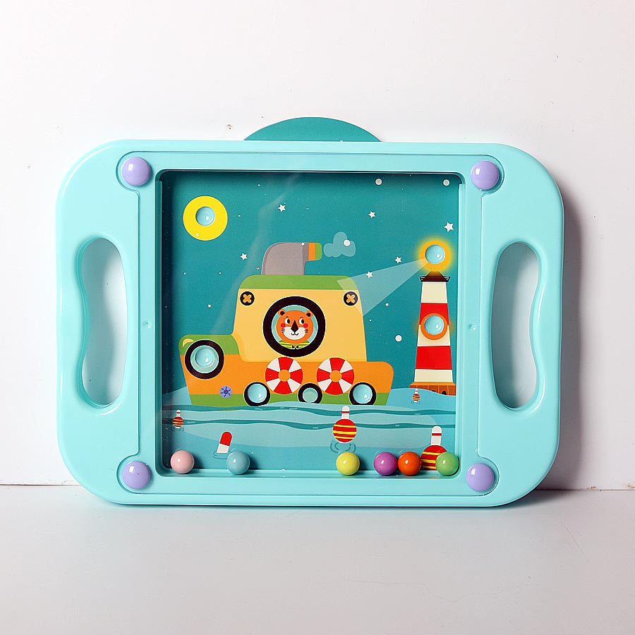 Kids balance board game with 10 colorful scene cards, compact travel maze challenge for brain-boosting play